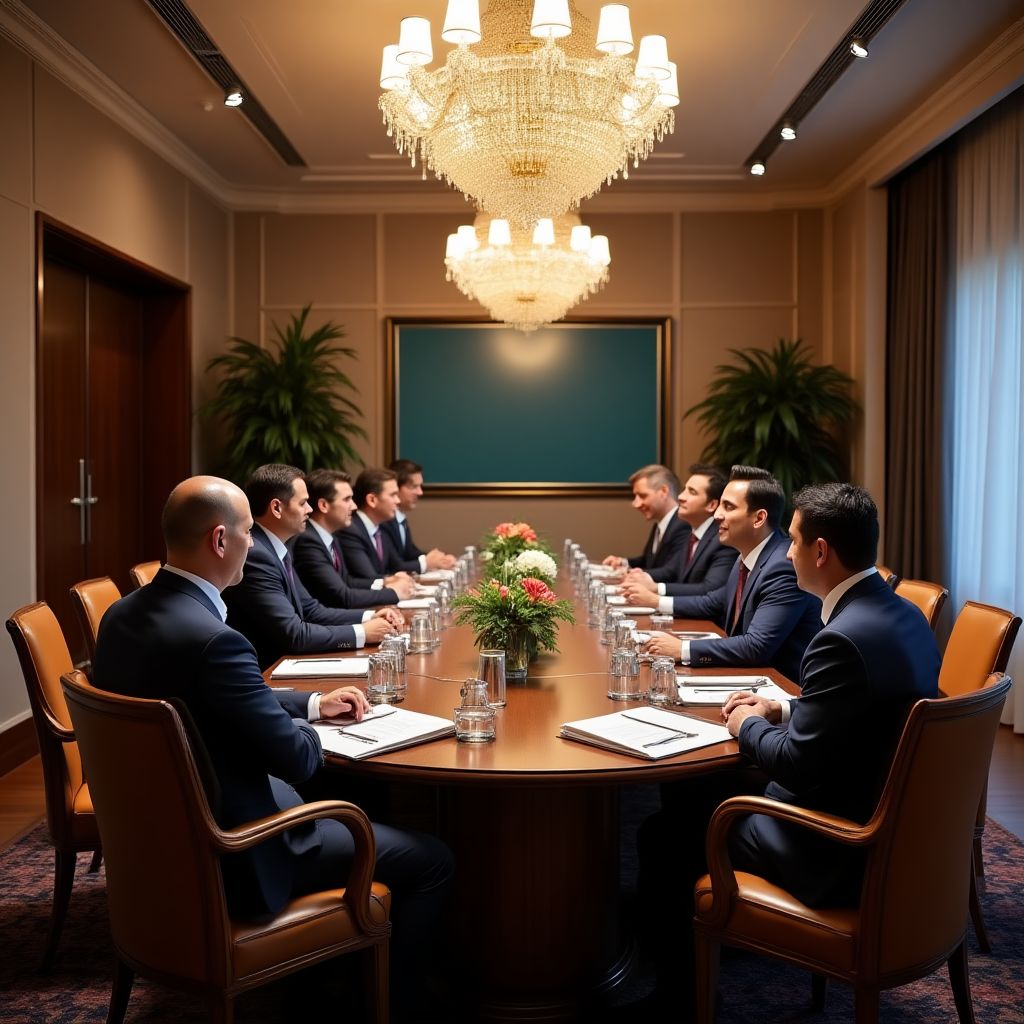 Equipo de consultores financieros en reunión